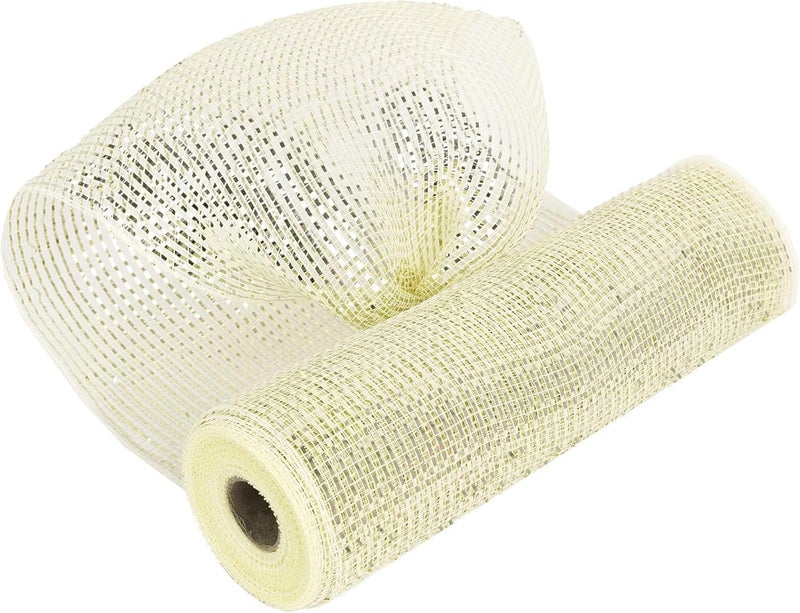 BEST ONE Gold Metallic Mesh Ribbon 10 Inch Wide for Christmas Wreath Supplies, Tree Decoration, Garland and Bows - Decorative Deco Mesh with Metallic Foil - Image 1